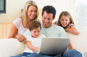 Family on internet picture